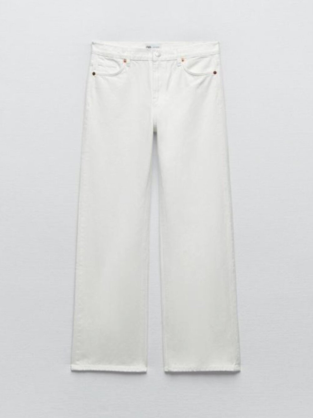 ZARA MID-RISE WIDE LEG WHITE BAGGY JEANS